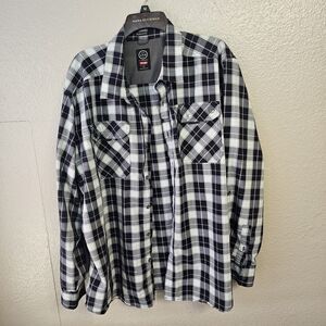 Wrangler ATG Black Plaid Button Up Shirt XXL Outdoorsy Performance Utility BB651